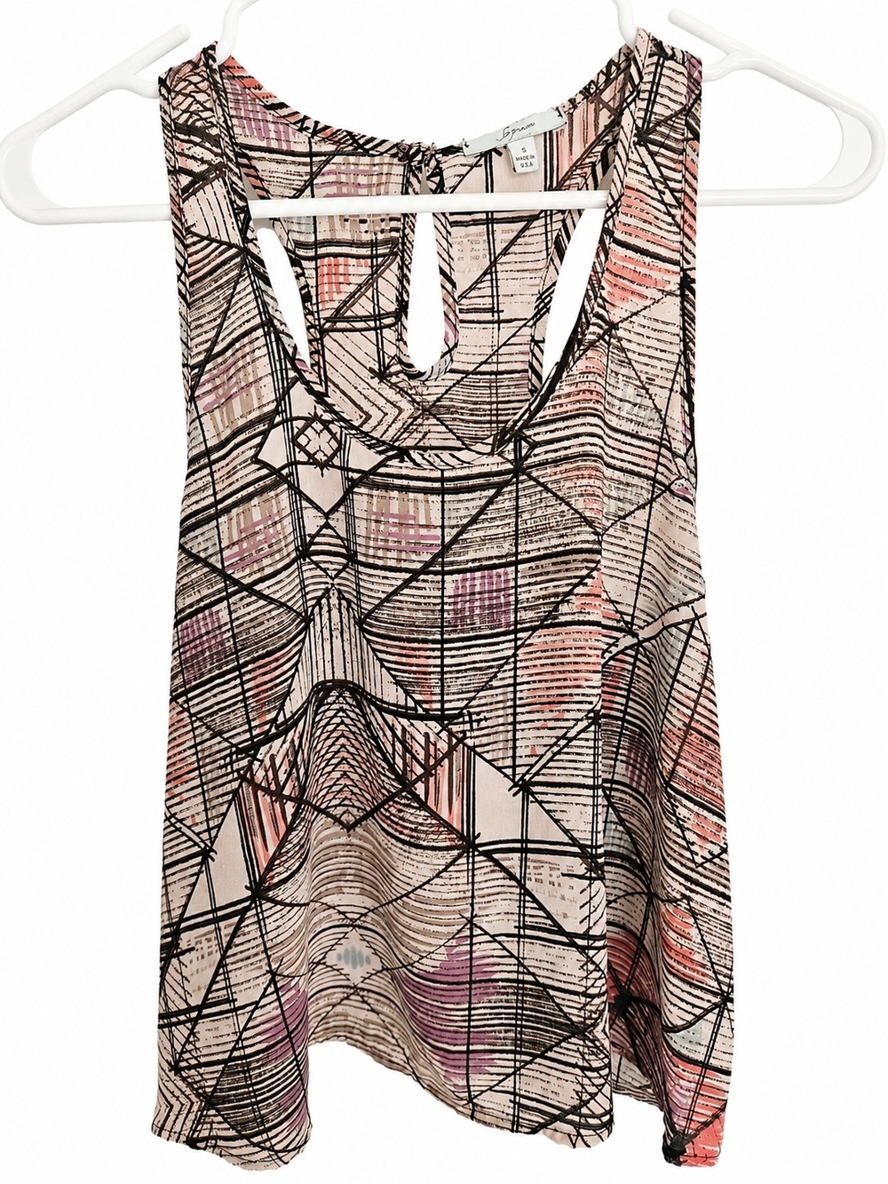 Soprano Abstract Geometric Sleeveless Blouse Size Small Made in USA